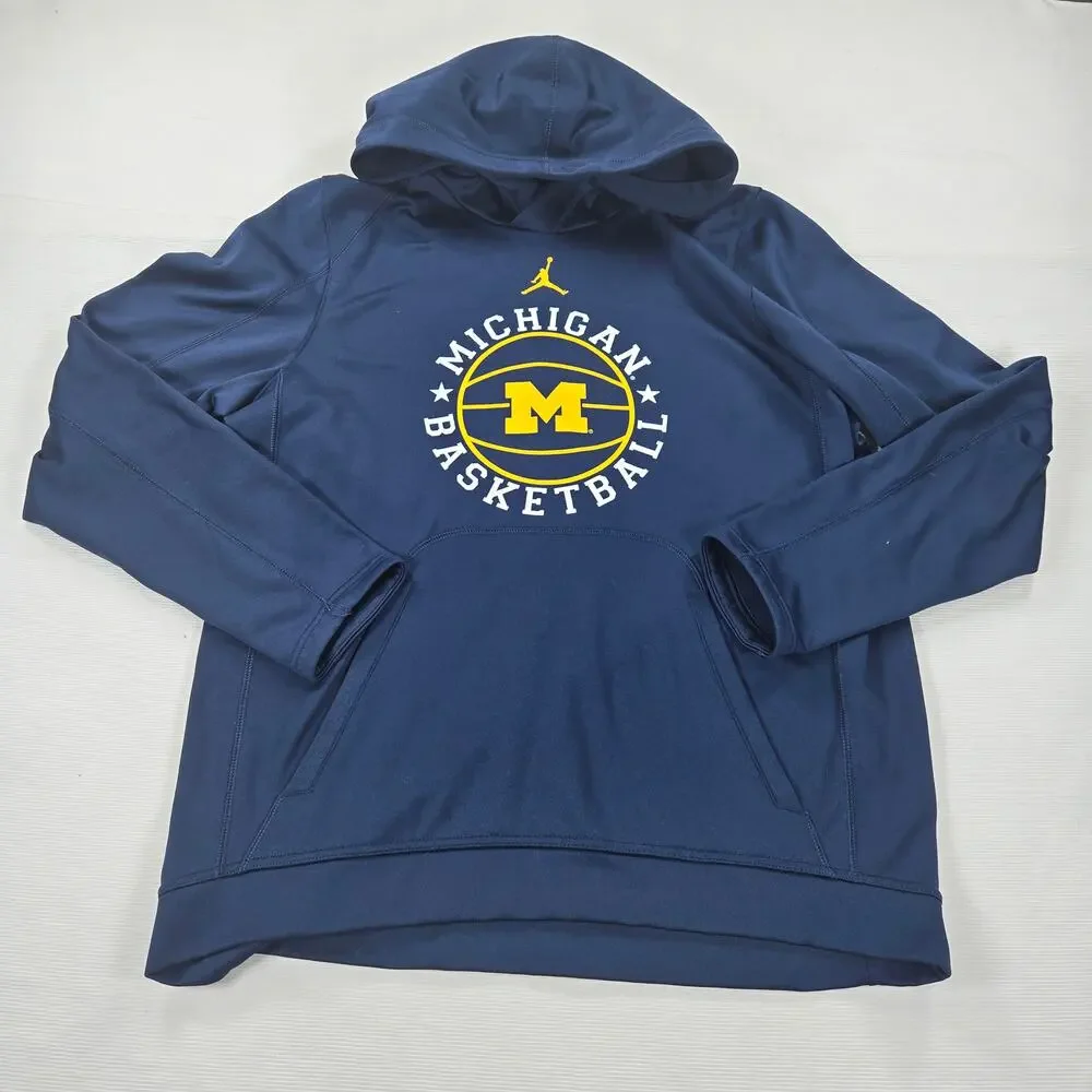 Nike Air Jordan‎ Michigan Wolverines Blue Pullover Hoodie Men's Size Large